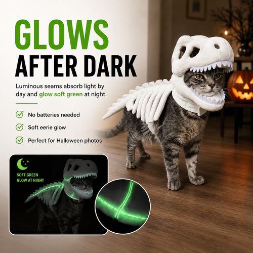 Dark Dinosaur Skeleton Cat Costume